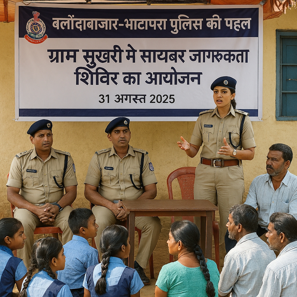 बलौदाबाजार-भाटापारा पुलिस की पहल: ग्राम सुखरी में साइबर जागरूकता शिविर का आयोजन